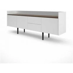 TVILUM UNIT Enfilade 3 Portes 2 Tiroirs - Décor Noyer Et Blanc - L 195,5 X P 40,5 X H 73,2 Cm