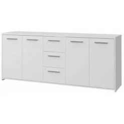 AUTRES Buffet Bas 4 Portes 3 Tiroirs - Blanc Mat - L 179 X P 42 X H 74,5 Cm
