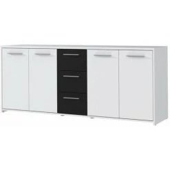 AUTRES FINLANDEK Buffet Bas PILVI Contemporain Blanc Et Noir Mat - L 179 Cm