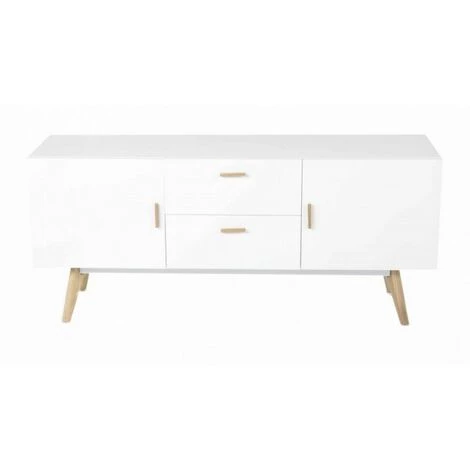 BEAUX MEUBLES PAS CHERS Buffet Blanc 2 Portes 2 Tiroirs 4 Pieds Chêne 1 BEAUX MEUBLES PAS CHERS Buffet Blanc 2 Portes 2 Tiroirs 4 Pieds Chêne