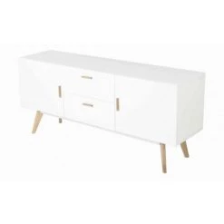 BEAUX MEUBLES PAS CHERS Buffet Blanc 2 Portes 2 Tiroirs 4 Pieds Chêne 8 BEAUX MEUBLES PAS CHERS Buffet Blanc 2 Portes 2 Tiroirs 4 Pieds Chêne -Buffet et enfilade Soldes 18665216 4