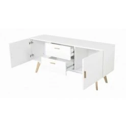 BEAUX MEUBLES PAS CHERS Buffet Blanc 2 Portes 2 Tiroirs 4 Pieds Chêne 9 BEAUX MEUBLES PAS CHERS Buffet Blanc 2 Portes 2 Tiroirs 4 Pieds Chêne -Buffet et enfilade Soldes 18665216 5