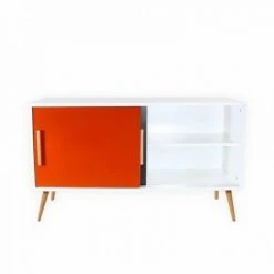 BEAUX MEUBLES PAS CHERS Buffet Blanc 2 Portes Orange Et Gris -Buffet et enfilade Soldes 18665242 3
