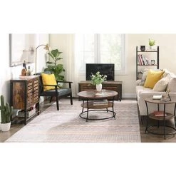 VASAGLE Meuble De Rangement, 70 X 30 X 80 Cm (L X L X H), Portes Persiennes, Style Industriel, Marron Rustique, Noir Par SONGMICS LSC77BX - Marron Rustique, Noir -Buffet et enfilade Soldes 18745036 4