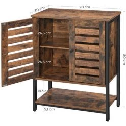 VASAGLE Meuble De Rangement, 70 X 30 X 80 Cm (L X L X H), Portes Persiennes, Style Industriel, Marron Rustique, Noir Par SONGMICS LSC77BX - Marron Rustique, Noir -Buffet et enfilade Soldes 18745036 5