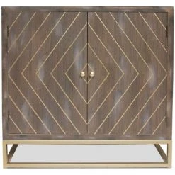 COTECOSY Buffet Lipnia Scandinave 2 Portes Battantes Bois Vintage - Bois Vintage