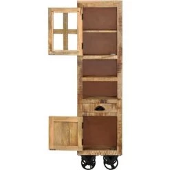 VidaXL Buffet Sur Roues 38x30x143 Cm Bois De Manguier Solide Brut - Brun -Buffet et enfilade Soldes 18761019 3