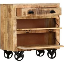 VidaXL Armoire Latérale Avec Roues 70x40x75 Cm Bois De Manguier Solide - Brun 7 VidaXL Armoire Latérale Avec Roues 70x40x75 Cm Bois De Manguier Solide - Brun -Buffet et enfilade Soldes 18761025 3