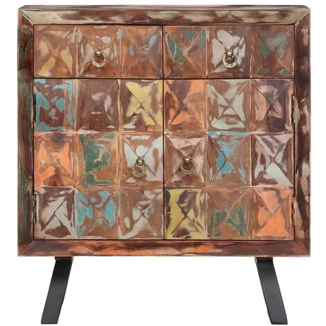 VidaXL Armoire Latérale 70x35x75 Cm Bois De Récupération Solide - Brun 2 VidaXL Armoire Latérale 70x35x75 Cm Bois De Récupération Solide - Brun – Image 2