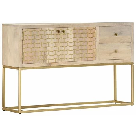 VidaXL Buffet Doré 120 X 30 X 75 Cm Bois De Manguier Massif - Or 1 VidaXL Buffet Doré 120 X 30 X 75 Cm Bois De Manguier Massif - Or