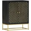 VidaXL Buffet Noir Et Doré 60 X 30 X 75 Cm Bois De Manguier Massif - Noir