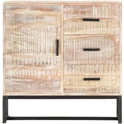 VidaXL Buffet Blanc 73x30x75 Cm Bois D'acacia Massif - Blanc -Buffet et enfilade Soldes 18763990 3