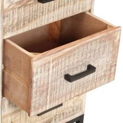 VidaXL Buffet Blanc 73x30x75 Cm Bois D'acacia Massif - Blanc -Buffet et enfilade Soldes 18763990 5