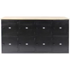 MADE IN MEUBLES Buffet Industriel 8 Casiers - Noir