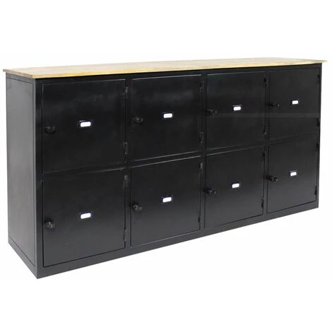 MADE IN MEUBLES Buffet Industriel 8 Casiers - Noir 2 MADE IN MEUBLES Buffet Industriel 8 Casiers - Noir – Image 2