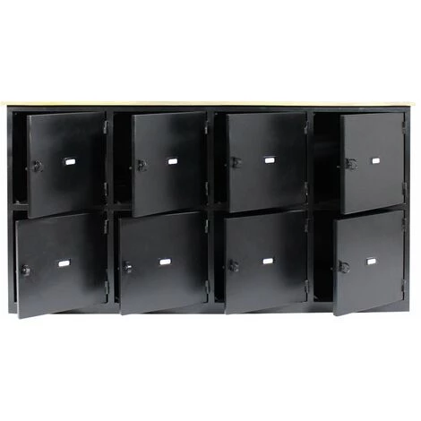 MADE IN MEUBLES Buffet Industriel 8 Casiers - Noir 3 MADE IN MEUBLES Buffet Industriel 8 Casiers - Noir – Image 3