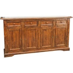 BISCOTTINI Buffet Campagnard En Bois Massif De Tilleul Finition Noyer L202xPR45xH103 Cm