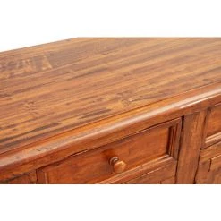 BISCOTTINI Buffet Campagnard En Bois Massif De Tilleul Finition Noyer L202xPR45xH103 Cm -Buffet et enfilade Soldes 18853100 4
