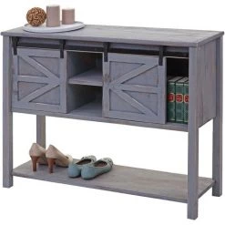 Commode HHG-642, Armoire Avec Porte Glissante, Buffet, 81x102x34cm Style Shabby, Vintage, Gris Foncé 6 Commode HHG-642, Armoire Avec Porte Glissante, Buffet, 81x102x34cm Style Shabby, Vintage, Gris Foncé -Buffet et enfilade Soldes 18936051 2