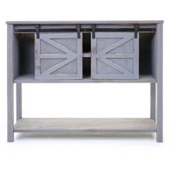 Commode HHG-642, Armoire Avec Porte Glissante, Buffet, 81x102x34cm Style Shabby, Vintage, Gris Foncé 8 Commode HHG-642, Armoire Avec Porte Glissante, Buffet, 81x102x34cm Style Shabby, Vintage, Gris Foncé -Buffet et enfilade Soldes 18936051 4