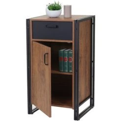 Commode HHG-157, 90x50x43cm, Aspect Chêne -Buffet et enfilade Soldes 18941520 2