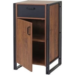 Commode HHG-157, 90x50x43cm, Aspect Chêne -Buffet et enfilade Soldes 18941520 4