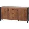 Buffet HHG-040, Commode Bahut Armoire 80x160x40cm Structure 3D, Couleur Chêne Sauvage