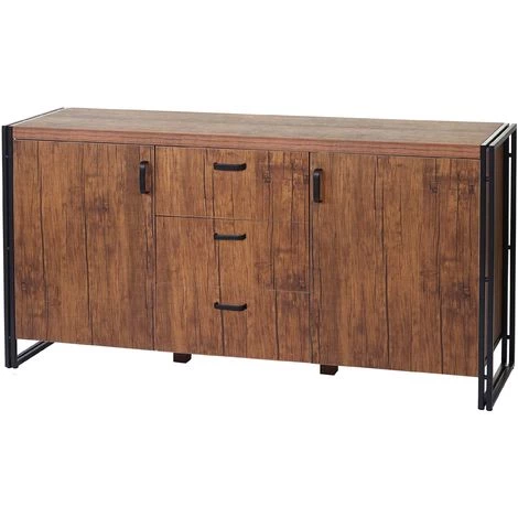 Buffet HHG-040, Commode Bahut Armoire 80x160x40cm Structure 3D, Couleur Chêne Sauvage 1 Buffet HHG-040, Commode Bahut Armoire 80x160x40cm Structure 3D, Couleur Chêne Sauvage