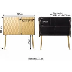 MADE IN MEUBLES Buffet Haut Rétro, Pieds Compas - Doré -Buffet et enfilade Soldes 18945630 2