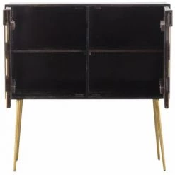 MADE IN MEUBLES Buffet Haut Rétro, Pieds Compas - Doré -Buffet et enfilade Soldes 18945630 3