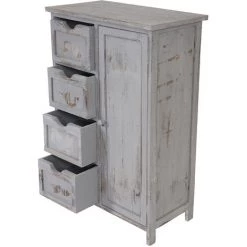 HHG Commode / Armoire, 82x55x30cm, Shabby Chic, Vintage ~ Gris -Buffet et enfilade Soldes 18960330 3