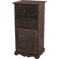 HHG Commode / Armoire, 2 Tiroirs, 1 Porte, 40x32x80cm, Shabby, Vintage, Marron