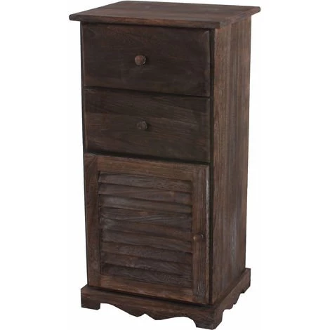 HHG Commode / Armoire, 2 Tiroirs, 1 Porte, 40x32x80cm, Shabby, Vintage, Marron 1 HHG Commode / Armoire, 2 Tiroirs, 1 Porte, 40x32x80cm, Shabby, Vintage, Marron