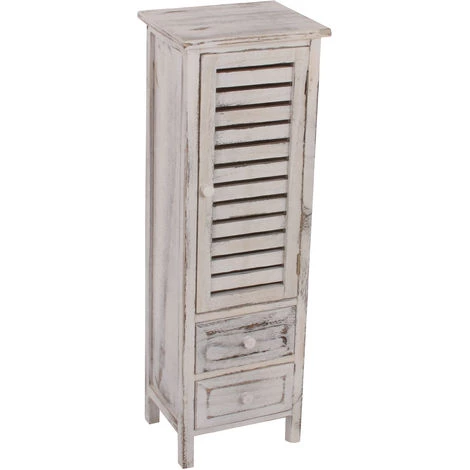 HHG Commode / Armoire, 2 Tiroirs, 30x25x90cm, Shabby, Vintage, Blanc 1 HHG Commode / Armoire, 2 Tiroirs, 30x25x90cm, Shabby, Vintage, Blanc