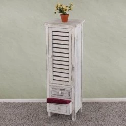 HHG Commode / Armoire, 2 Tiroirs, 30x25x90cm, Shabby, Vintage, Blanc 6 HHG Commode / Armoire, 2 Tiroirs, 30x25x90cm, Shabby, Vintage, Blanc -Buffet et enfilade Soldes 18960468 2