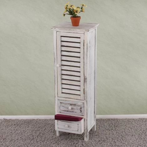 HHG Commode / Armoire, 2 Tiroirs, 30x25x90cm, Shabby, Vintage, Blanc 2 HHG Commode / Armoire, 2 Tiroirs, 30x25x90cm, Shabby, Vintage, Blanc – Image 2