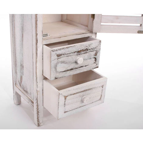HHG Commode / Armoire, 2 Tiroirs, 30x25x90cm, Shabby, Vintage, Blanc 4 HHG Commode / Armoire, 2 Tiroirs, 30x25x90cm, Shabby, Vintage, Blanc – Image 4