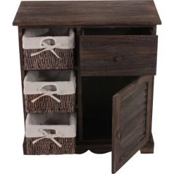 HHG Commode / Table D'appoint / Armoire, 3 Paniers, 1 Tiroir, 60x30x63cm, Shabby, Vintage, Marron -Buffet et enfilade Soldes 18960472 3