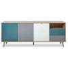 AUTRES CUBA Buffet Bas Décor Chene Sonoma Et Blanc - Style Scandinave - L 180 Cm