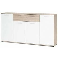 AUTRES JACKY Buffet Bas Classique Blanc Et Décor Chene Mat - L 160 Cm