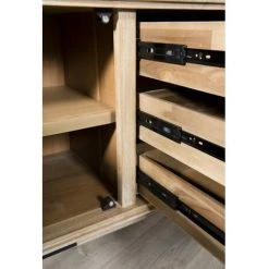 MACABANE AGATHE - Buffet 3 Tiroirs 2 Portes Bois Chêne Et Métal Noir - Chêne Clair Cérusé Et Noir -Buffet et enfilade Soldes 19158747 4