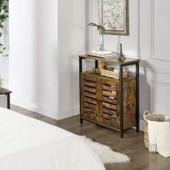 VASAGLE Placard, Buffet, Console, Armoire Avec Emplacement Et Portes Persiennes, Multifonctionnel, Salon, Chambre, Couloir, Design Industriel, Marron Foncé Par SONGMICS LSC76BX - Marron Foncé 8 VASAGLE Placard, Buffet, Console, Armoire Avec Emplacement Et Portes Persiennes, Multifonctionnel, Salon, Chambre, Couloir, Design Industriel, Marron Foncé Par SONGMICS LSC76BX - Marron Foncé -Buffet et enfilade Soldes 19195555 4