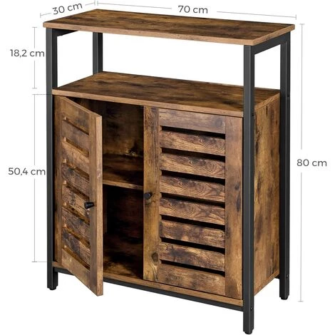 VASAGLE Placard, Buffet, Console, Armoire Avec Emplacement Et Portes Persiennes, Multifonctionnel, Salon, Chambre, Couloir, Design Industriel, Marron Foncé Par SONGMICS LSC76BX - Marron Foncé 5 VASAGLE Placard, Buffet, Console, Armoire Avec Emplacement Et Portes Persiennes, Multifonctionnel, Salon, Chambre, Couloir, Design Industriel, Marron Foncé Par SONGMICS LSC76BX - Marron Foncé – Image 5