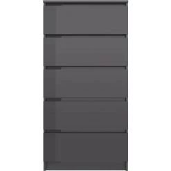 Buffet à Tiroirs 60x35x121 Cm Aggloméré Gris Brillant VidaXL -Buffet et enfilade Soldes 19230638 4