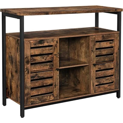 VASAGLE Meuble De Rangement, Buffet, Meuble De Cuisine, Avec Placard Et étagères, Portes à Persiennes, Pour Salle à Manger, Salon, Couloir, Chambre, Style Industriel, Marron Rustique Par SONGMICS LSC79BX - Marron Rustique 1 VASAGLE Meuble De Rangement, Buffet, Meuble De Cuisine, Avec Placard Et étagères, Portes à Persiennes, Pour Salle à Manger, Salon, Couloir, Chambre, Style Industriel, Marron Rustique Par SONGMICS LSC79BX - Marron Rustique