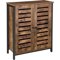 VASAGLE Placard, Meuble De Rangement, Buffet, Armoire Avec Portes Persiennes, Multifonctionnel, Salon, Chambre, Couloir, Design Industriel, Marron Rustique Par SONGMICS LSC78BX - Marron Rustique