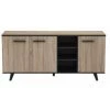 DEMEYERE WAYNE Buffet Bas Contemporain Décor Chene Brossé Et Noir Mat - L 160,7 Cm