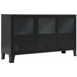 YOUTHUP Buffet Métal De Style Industriel 120 X 35 X 70 Cm Noir