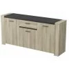 DEMEYERE SHEFFIELD Enfilade 3 Portes + 1 Tiroir - Décor Chene Brossé - L 189,4 X P 44,9 X H 88,9 Cm