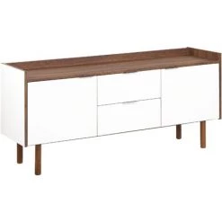 BELIANI Commode Blanche Et Bois Foncé - Blanc